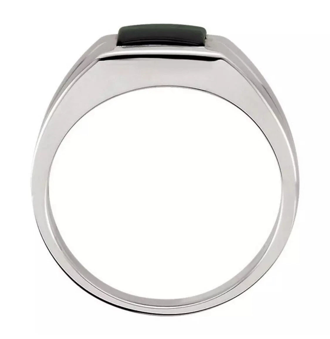 14K White Gold Vermeil 10mm Square Onyx Ring Size 10 Top Quality