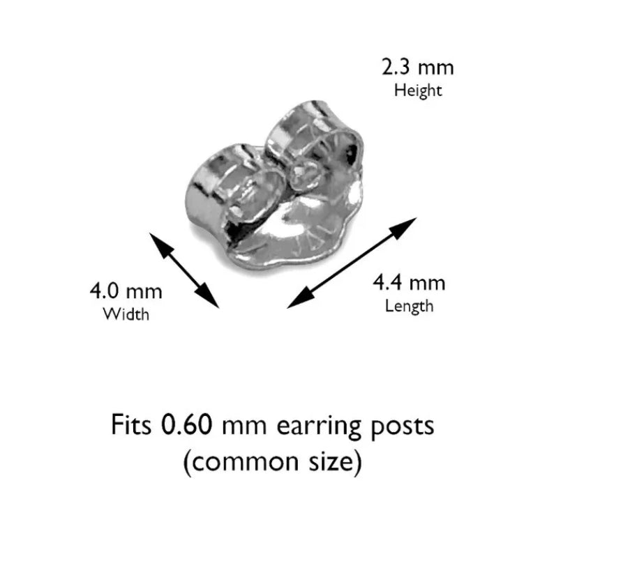 14k White Gold Push Back Replacement Earring Backs (1 Pair)
