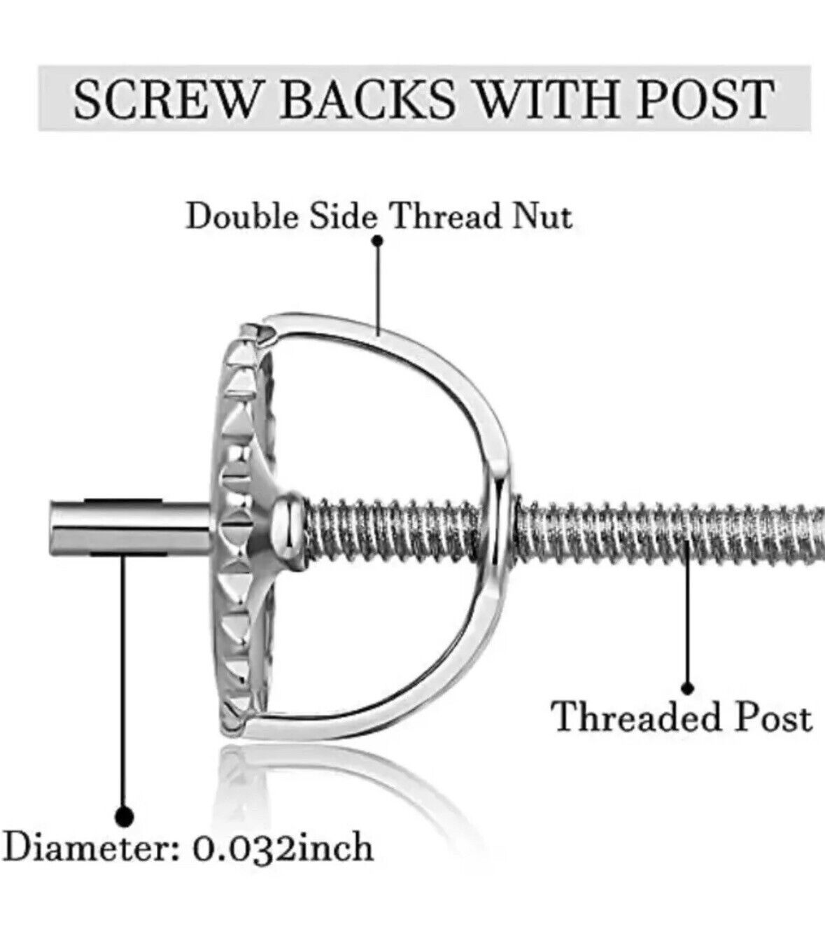 14k White Gold Replacement 1 Pair Screw Back for Stud Earrings Top Quality Backs Value $79