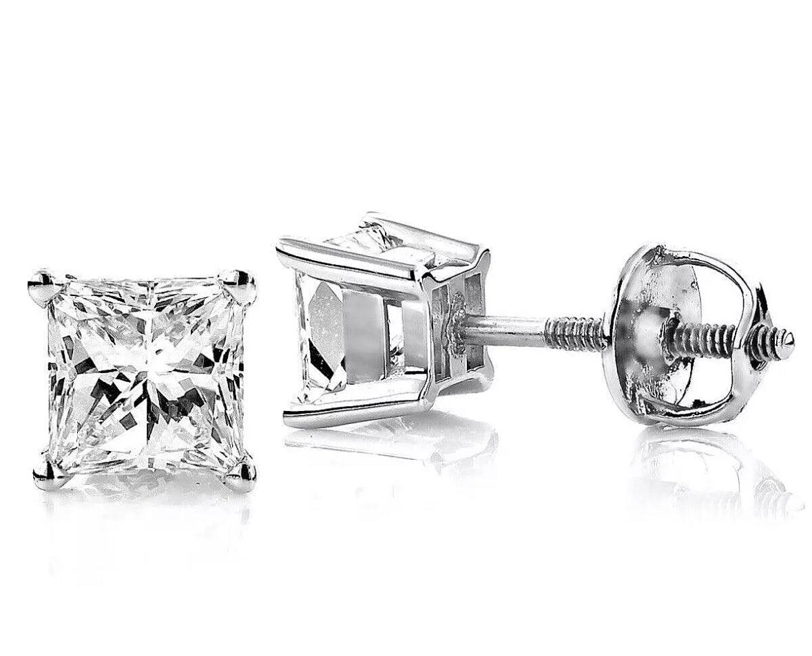 thumbnail image 2 of 4Ct Round Cut Lab Created Solitaire Diamond Stud Earrings – 14k White Gold Over Sterling Silver 2 of 6