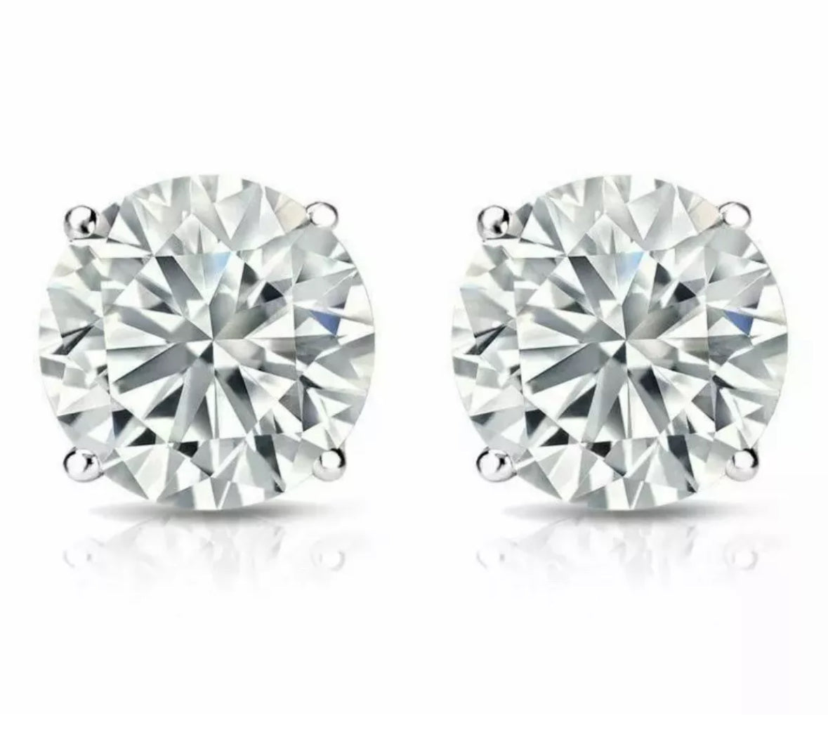 2.00 Ct Round Cut VVS1/ D Lab Created Stud Earrings 14K White Gold 7mm Screw Back