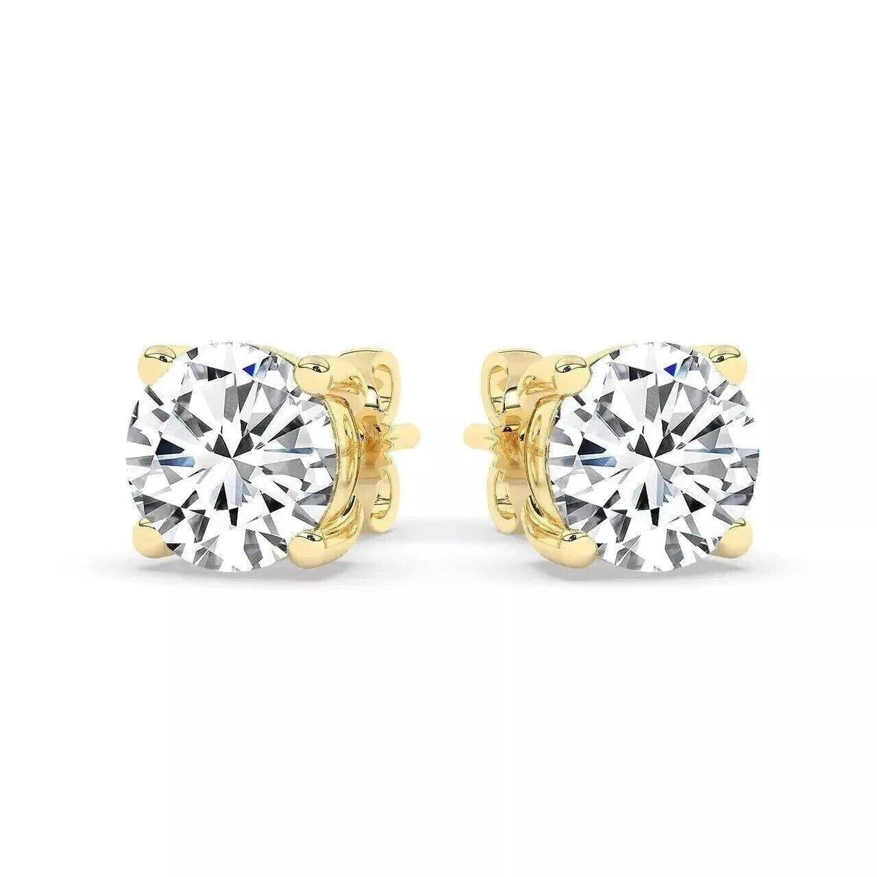 1.00 Ct Round Certified VVS1/E Lab Grown Diamond Earrings 14k Solid Yellow Gold 6mm Screw Back
