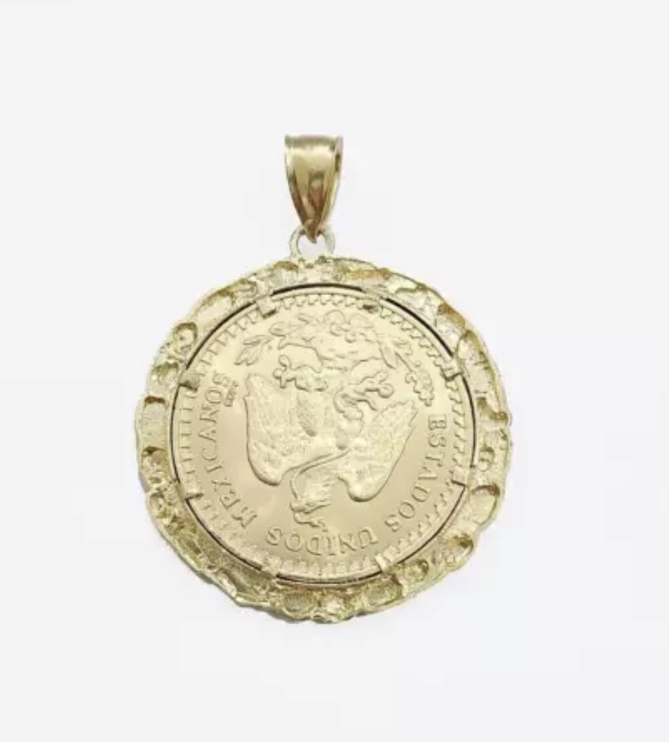 Centenario Coin & Frame 50 Pesos 1947 Mexico Mexican Solid Heavy 10k Yellow Gold Heavy Gold