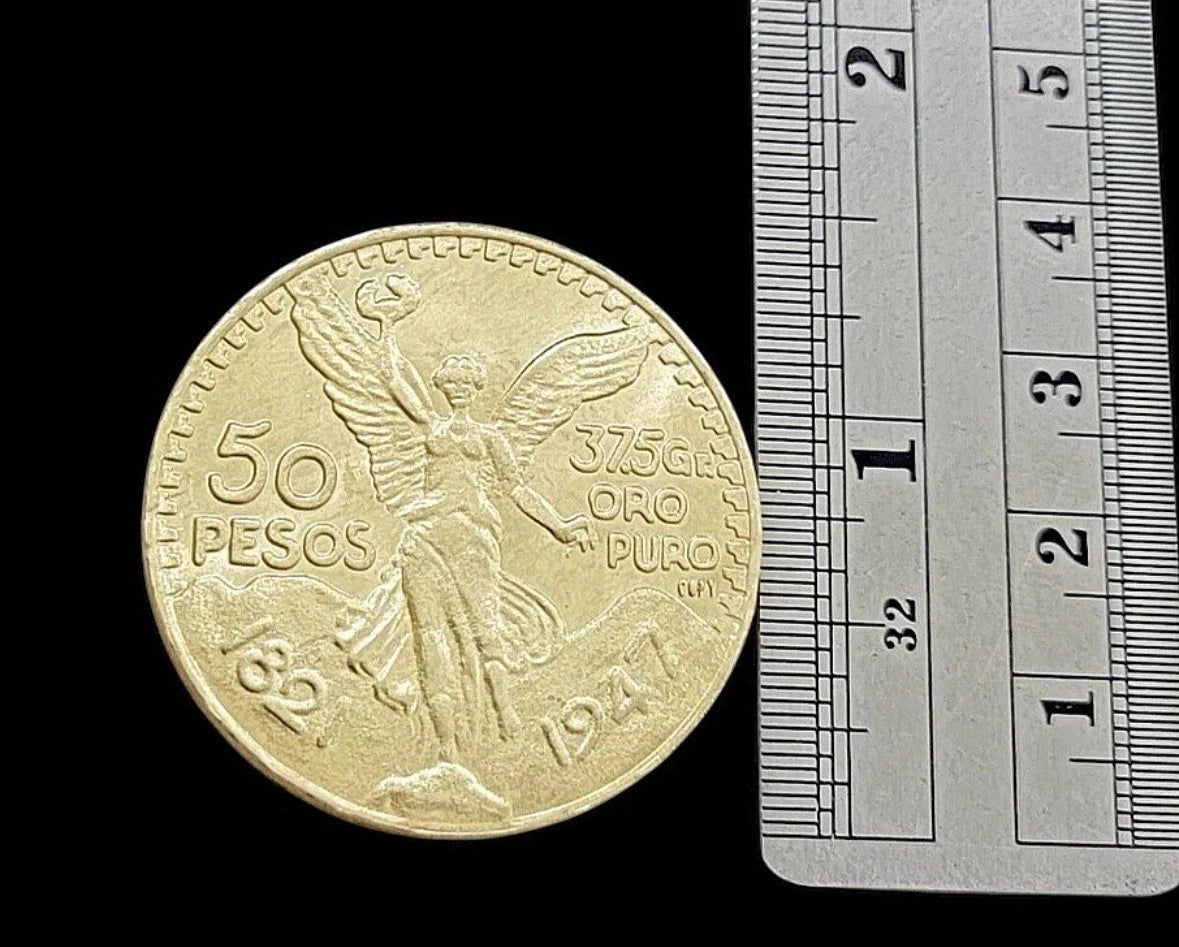 Centenario Coin Custom 10k Yellow Solid Gold 50 Pesos 1947 Mexico Mexican Coin