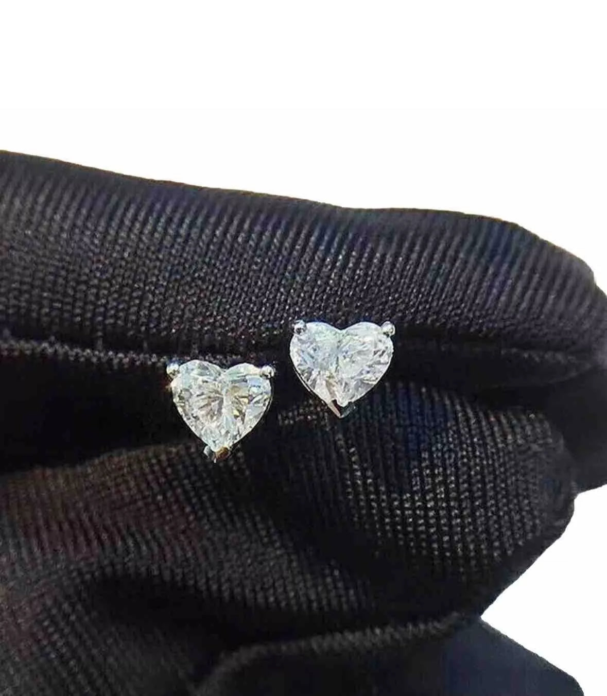 2 Ct Heart Shape VVS1/D Lab Created Stud Earrings 14k White Gold 7mm Push Back