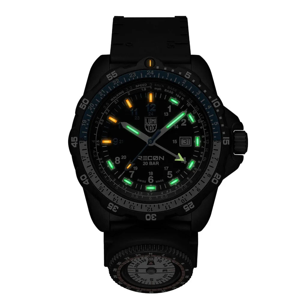 Luminox XL.8833 RECON Nav Spec GMT 46mm Carbon Black Quartz Mens Swiss Made Watch