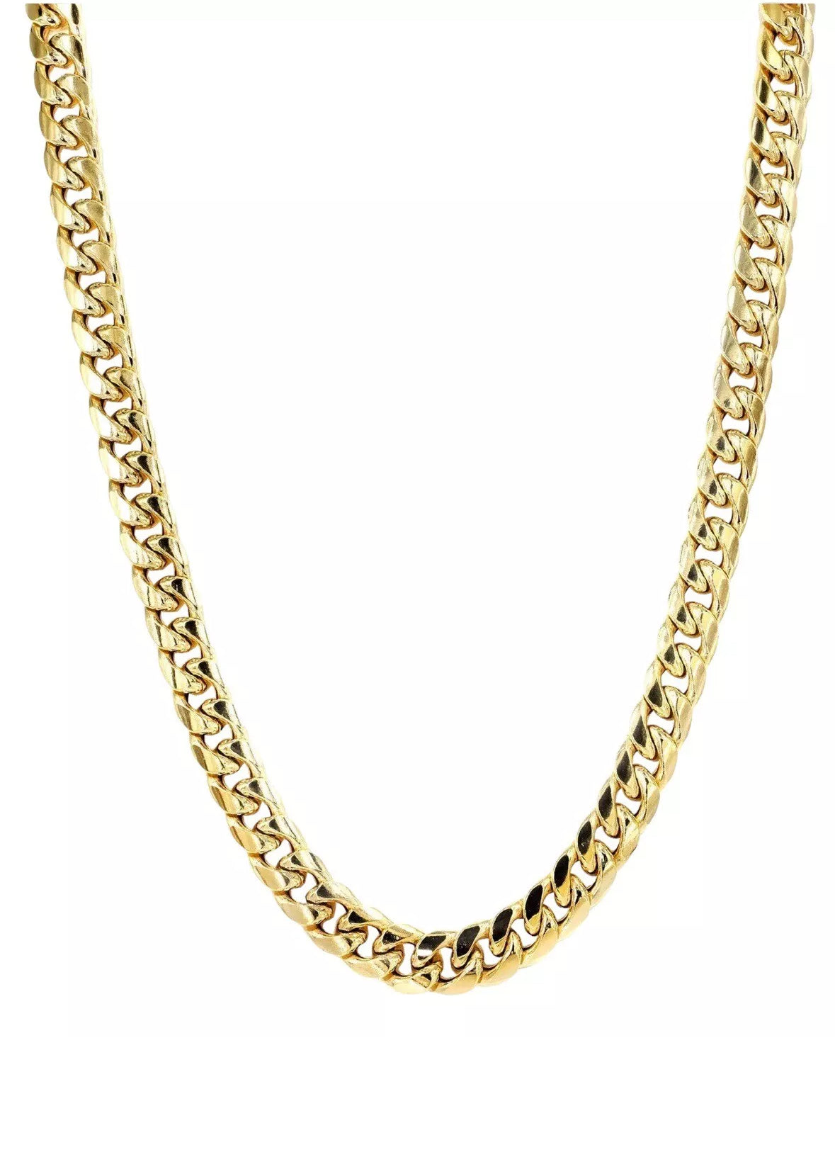14k Yellow Gold 8mm Miami Cuban Link Chain Necklace 24” Inc Box Lock Top Quality
