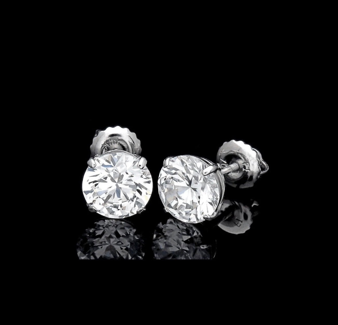 6.00 CT ROUND CUT VVS1/D LAB CREATED EARRINGS 14K WHITE GOLD SCREW-BACK 9MM