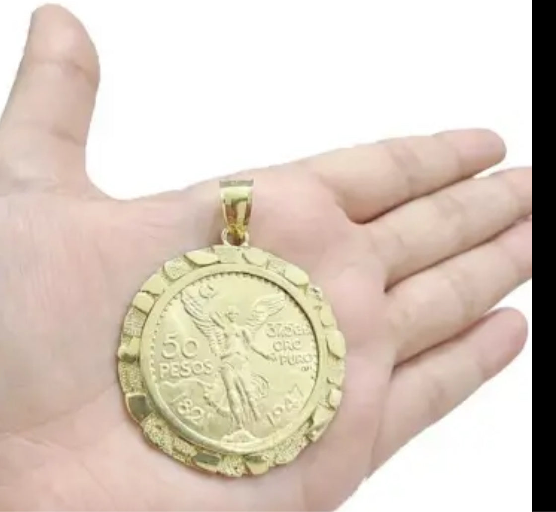 Centenario Coin & Frame 50 Pesos 1947 Mexico Mexican Solid Heavy 10k Yellow Gold Heavy Gold