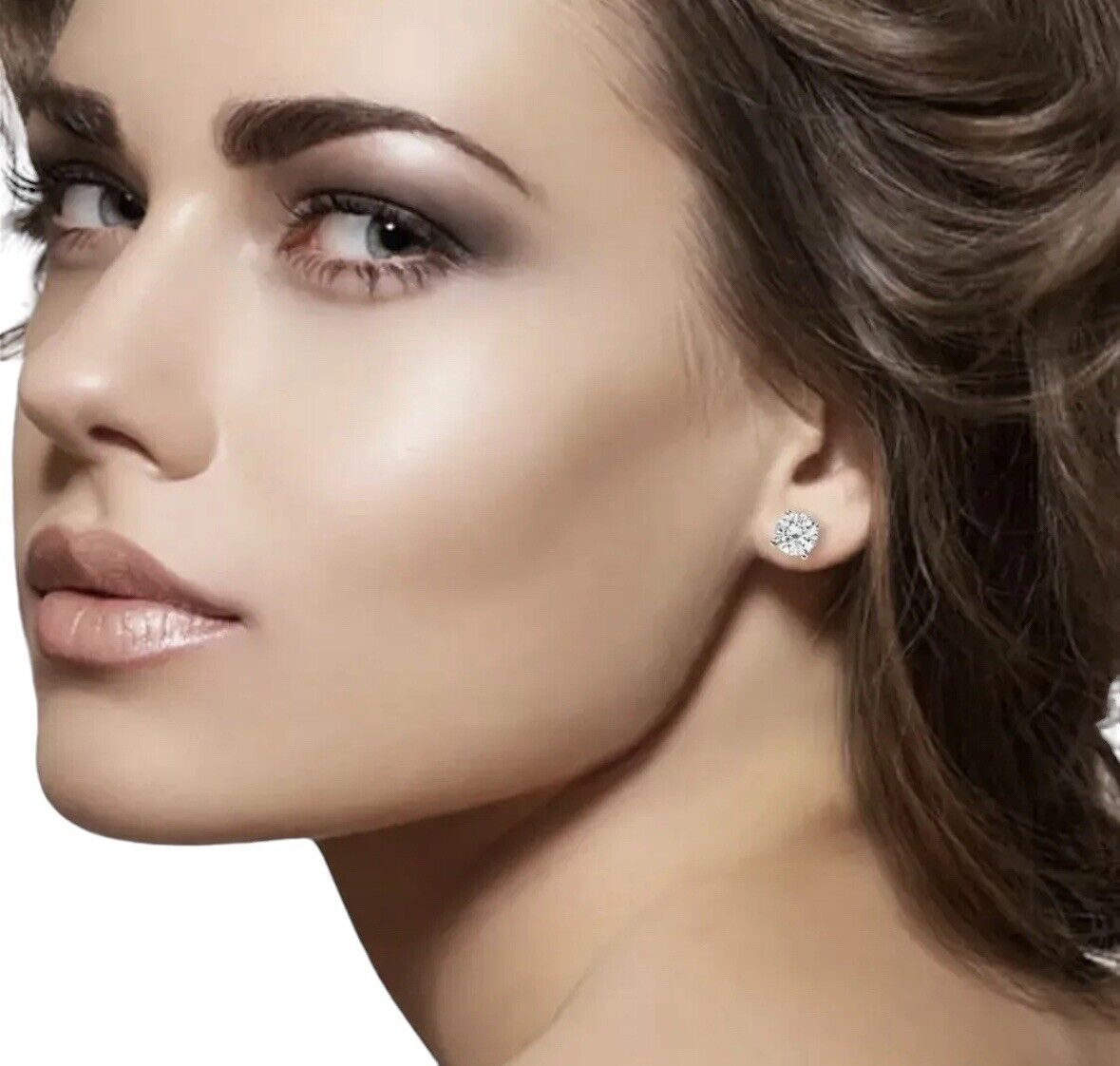 4 Ct Round Cut FL/D Real Moissanite Stud Earrings 14K White Gold 8mm Screw Back