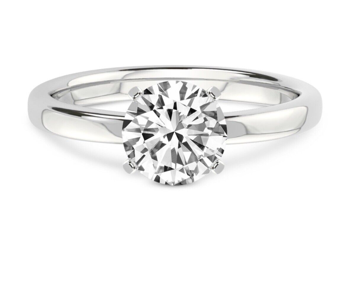 2Ct Round Cut FL/D GRA Certified Moissanite Solitaire Ring 14k White Gold Size 7
