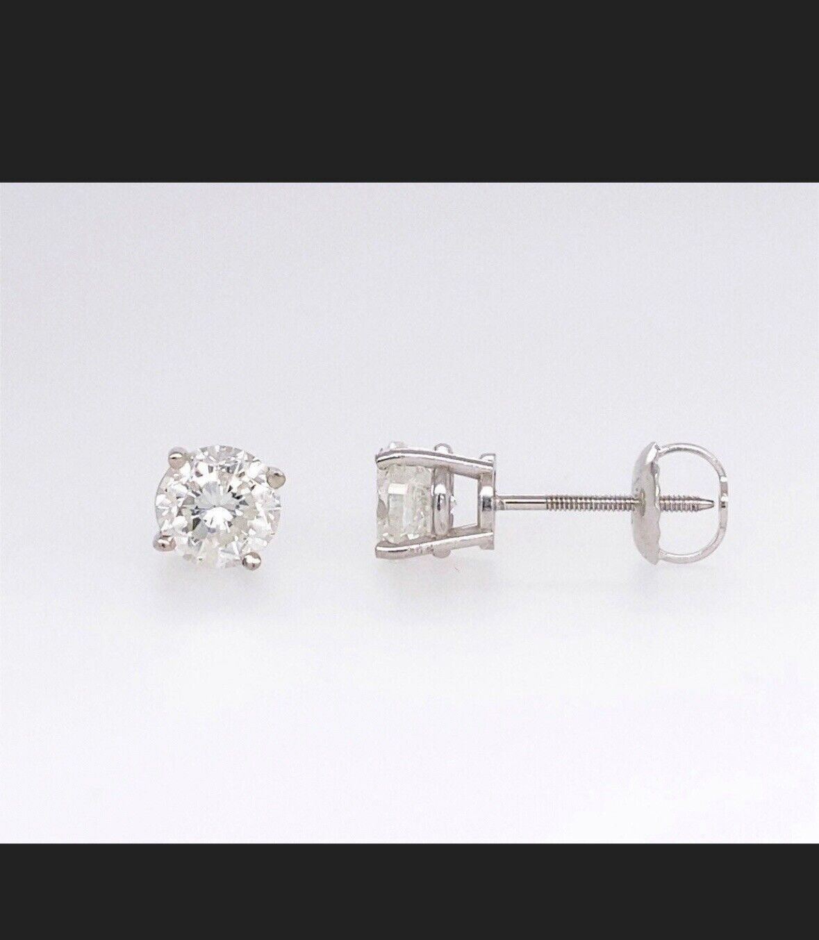 1 Ct Round Cut VVS1/D GRA Moissanite Solitaire Stud Earrings 14k White Gold 5mm