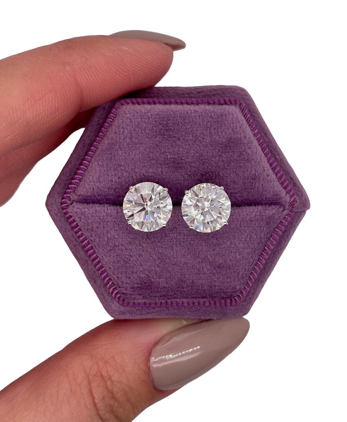 4.00 Ct Round Cut VVS1/D Lab Created Stud Earrings 14k White Gold Screw Back 8mm