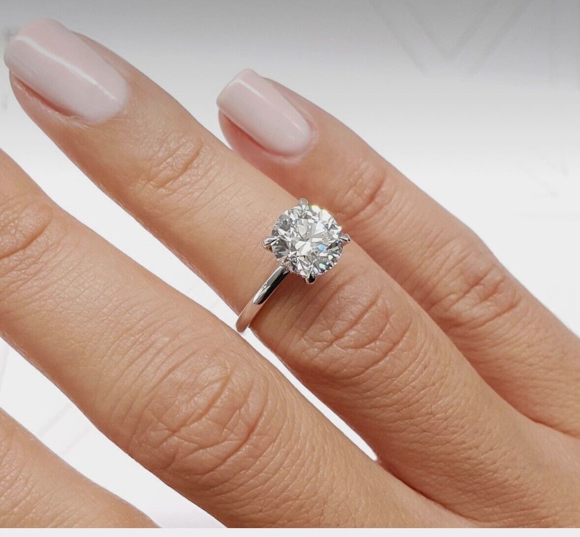 2Ct Round Cut FL/D GRA Certified Moissanite Solitaire Ring 14k White Gold Size 7