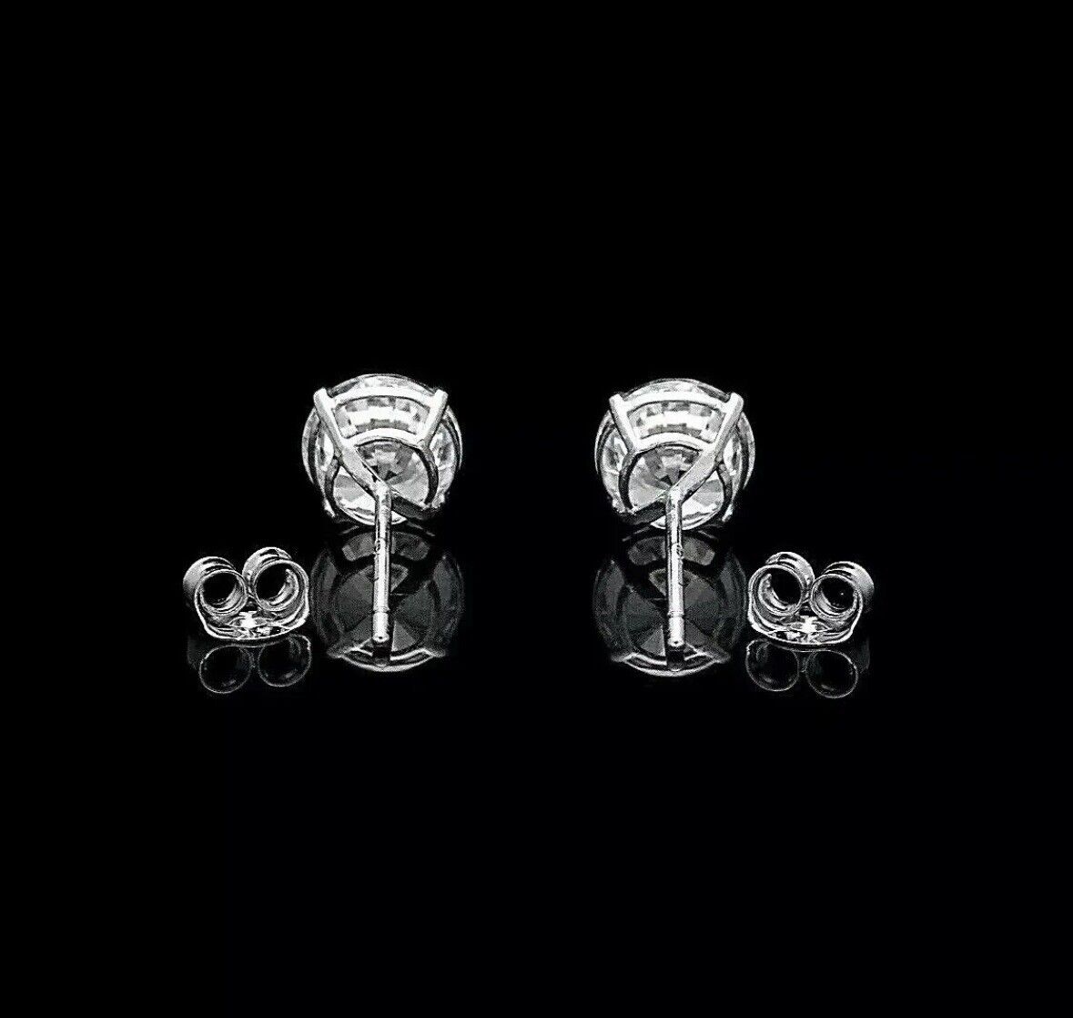 8.00 Ct Round Cut VVS1/D Lab Created Stud Earrings 14K White Gold 10mm Push Back