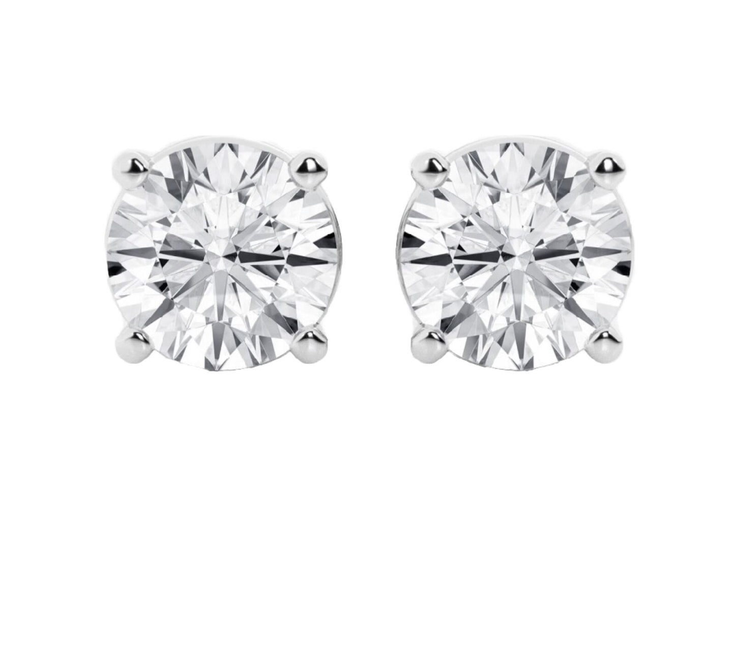 4.00 Ct Round Cut VVS1/D Lab Created Stud Earrings 14k White Gold 8mm Push Back