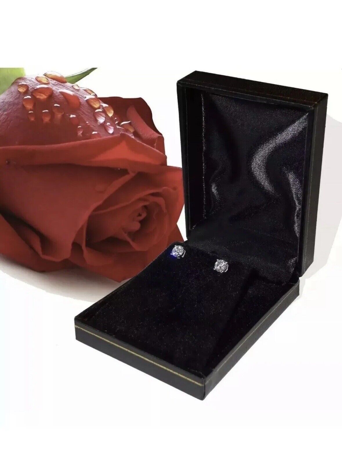 6.00 Ct Round Cut VVS1/D Lab Created Stud Earrings 14K White Gold 9mm Push Back