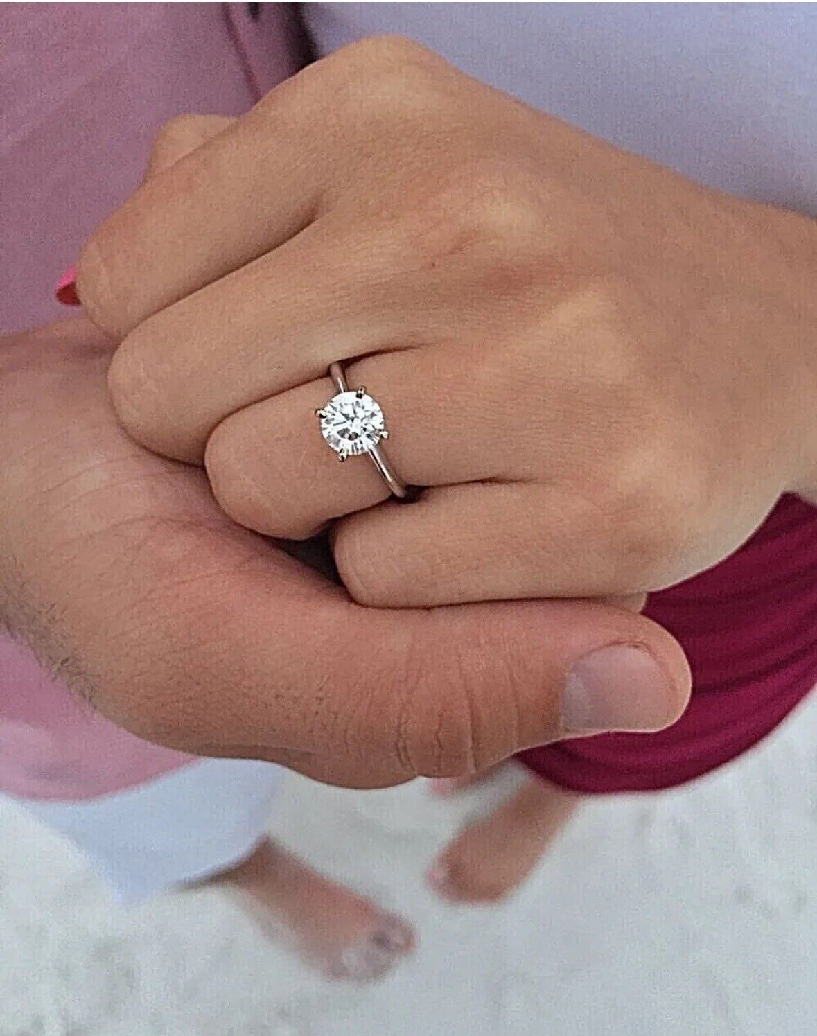 2Ct Round Cut FL/D GRA Certified Moissanite Solitaire Ring 14k White Gold Size 7