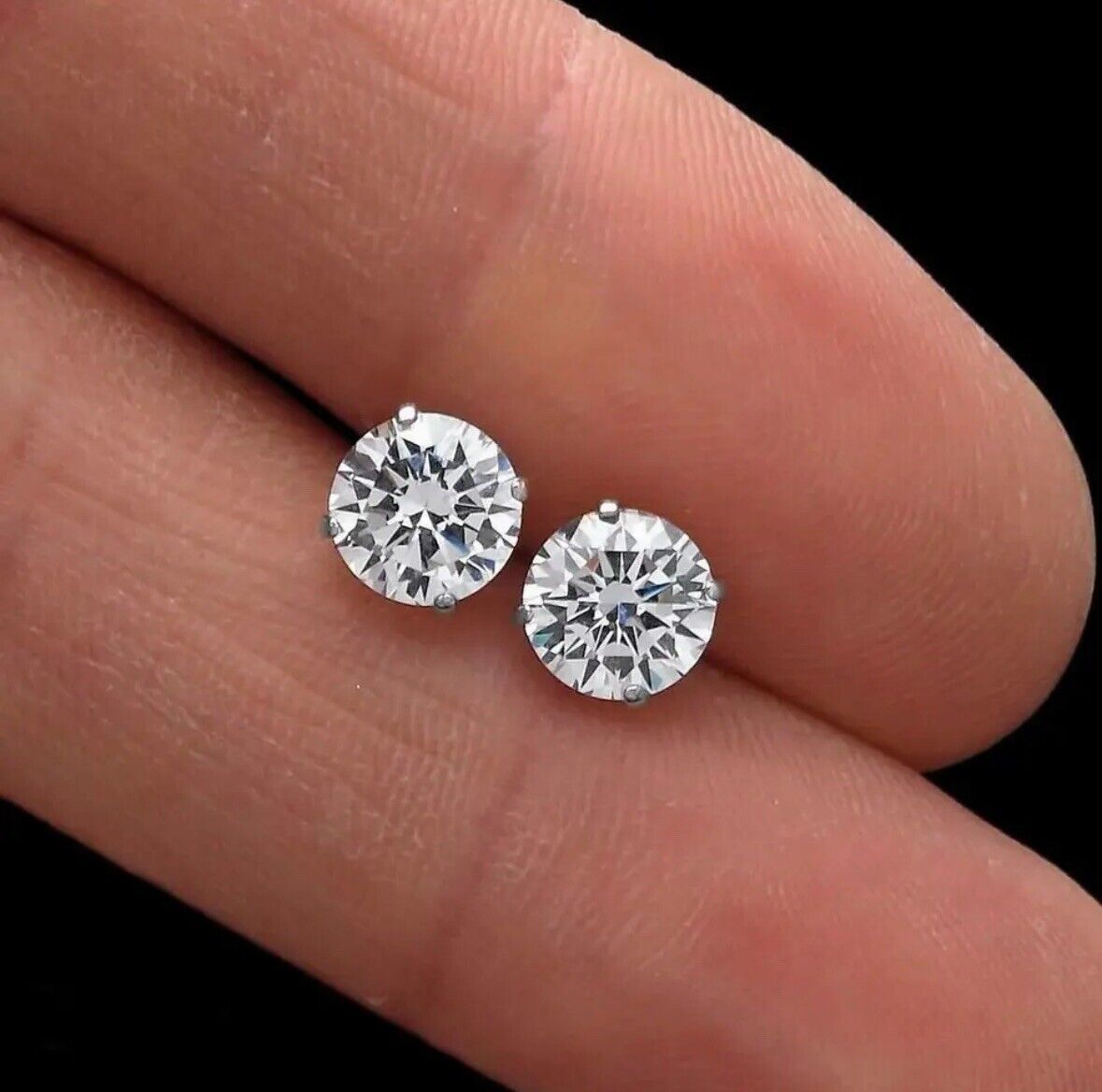 2.00 Ct Round Cut VVS1/D Certified Moissanite Stud Earrings 14K White Gold 7mm