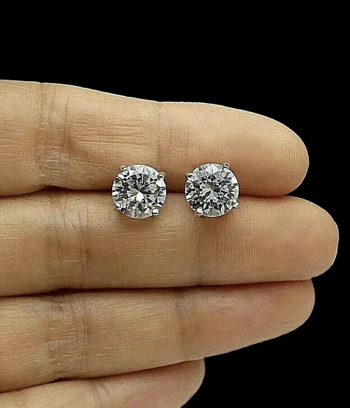 6.00 Ct Round Cut FL/D GRA Certified Moissanite Stud Earrings 14k White Gold 9mm