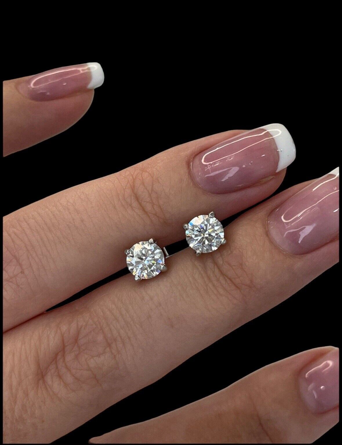 4.00 Ct Round Cut FL/D GRA Certified Moissanite Stud Earrings 14K White Gold 8mm
