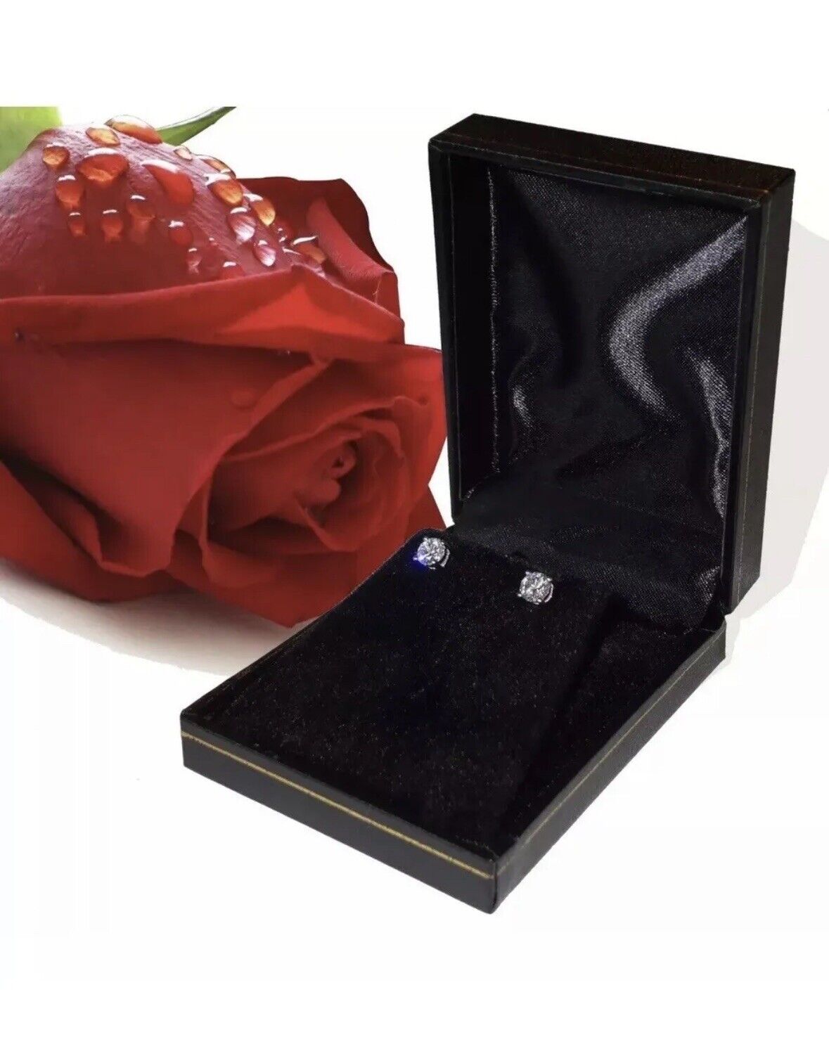 2.40 Ct Round Cut FL/D GRA Certified Moissanite Stud Earrings 14K White Gold 7mm