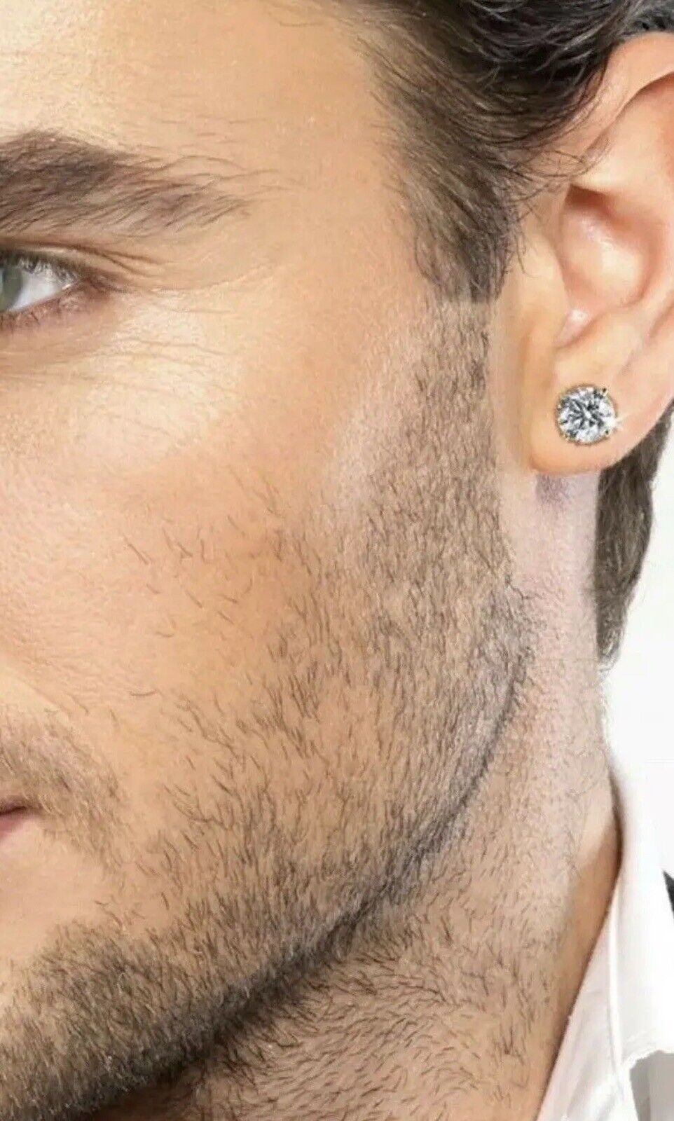 6 Ct Round Cut VVS1/D Lab Created Stud Earrings 14K White Gold 9mm Push Back