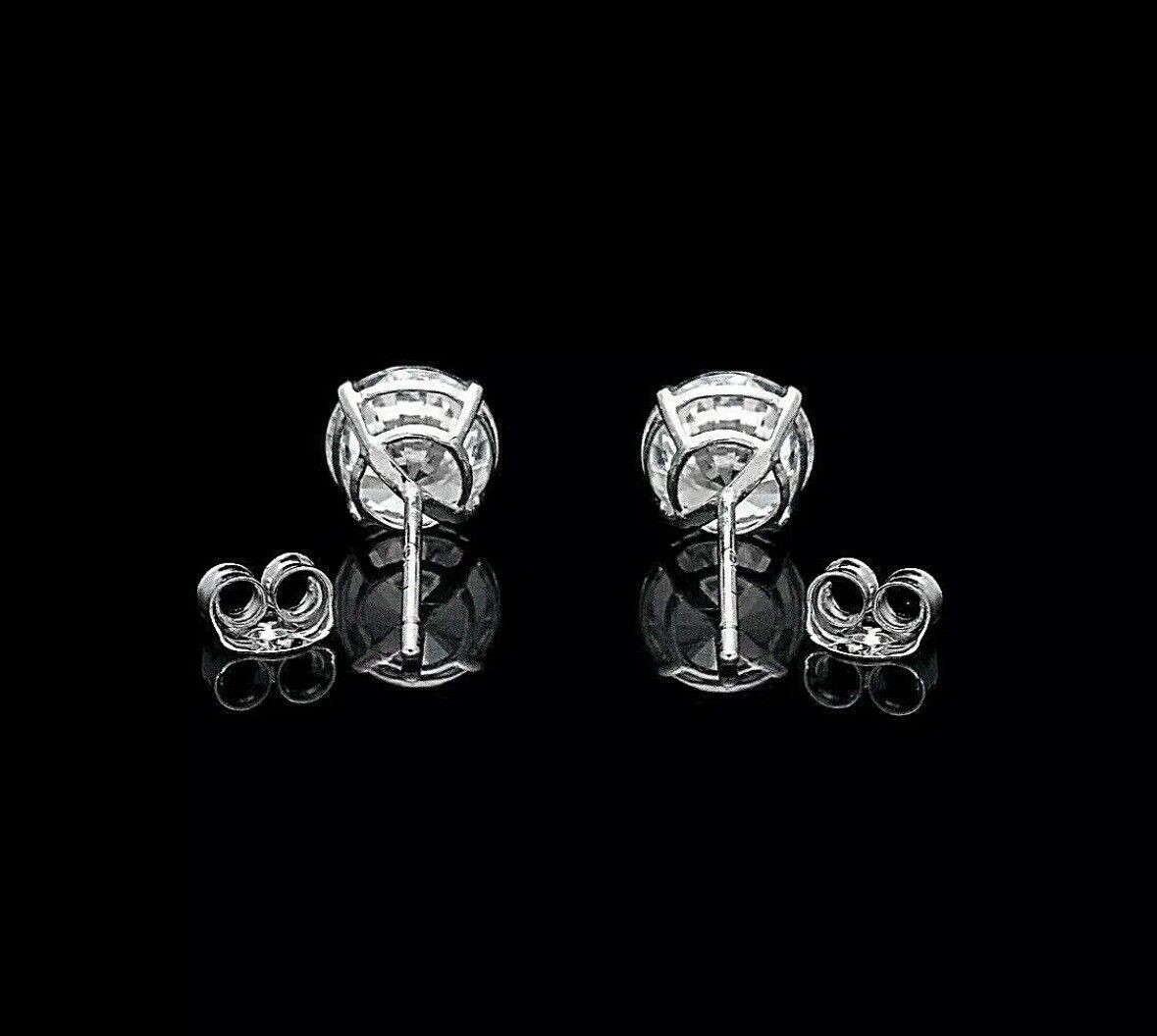 2.00 CT ROUND CUT VVS1/D LAB CREATED STUD EARRINGS 14K WHITE GOLD 7MM PUSH BACK