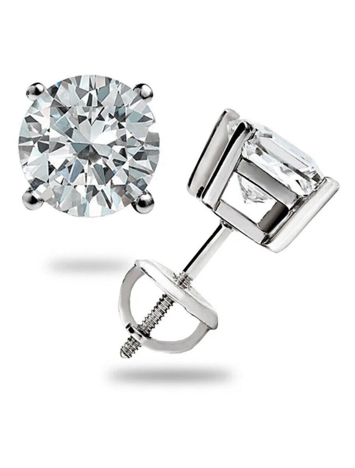 8 Ct Round Cut VVS1/D GRA Certified Moissanite Stud Earrings 14k White Gold 10mm