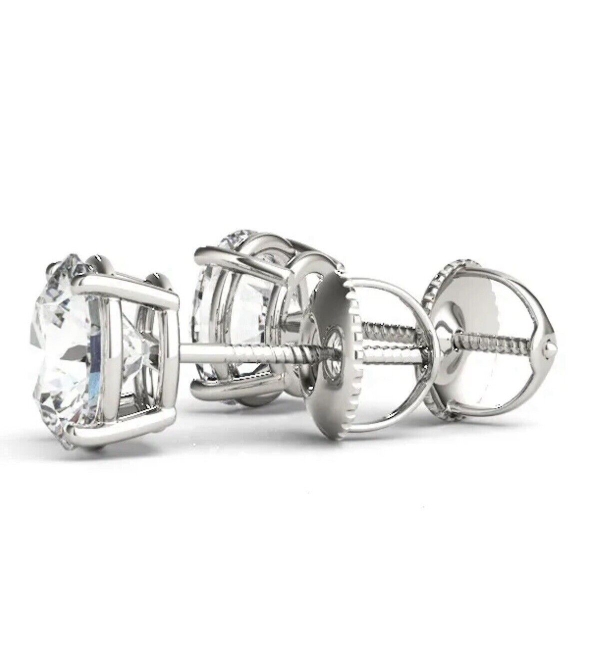 4.00 Ct Round Cut FL/D GRA Certified Moissanite Stud Earrings 14K White Gold 8mm