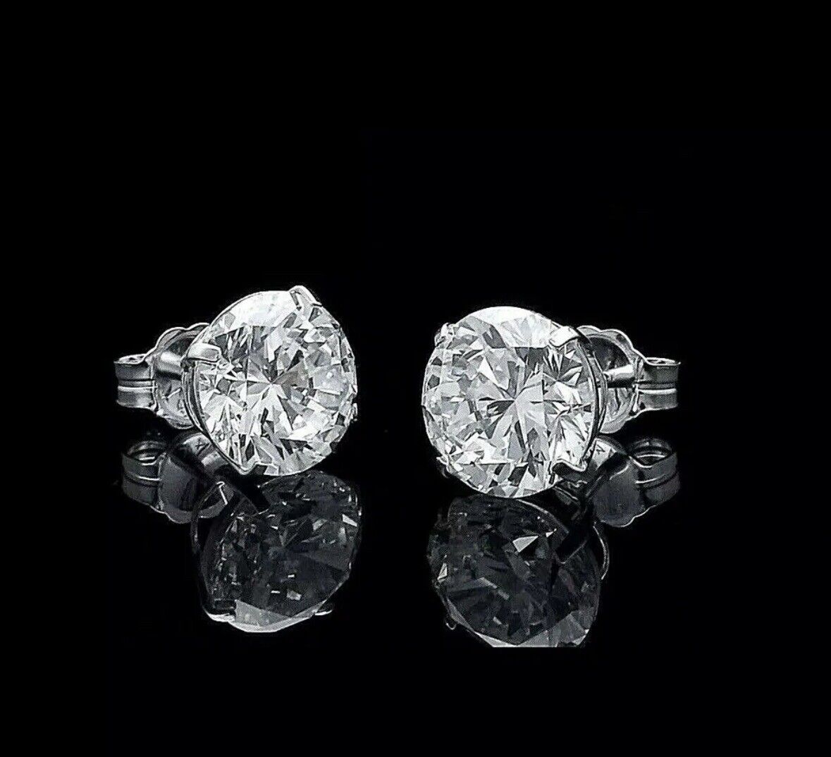 2.00 CT ROUND CUT FL/D LAB CREATED STUD EARRINGS 14K WHITE GOLD 7MM PUSH BACK