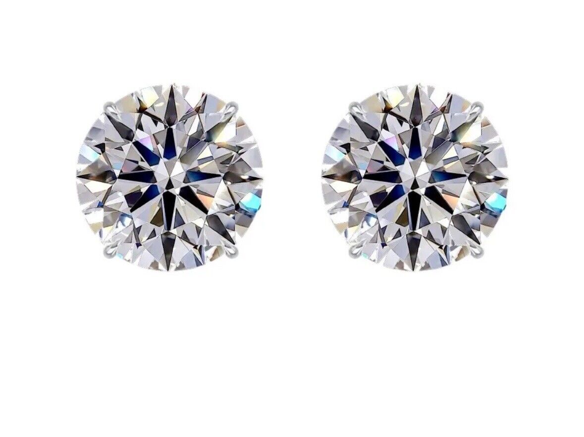 2.00 Ct Round Cut VS2/F Certified Lab Grown Diamond Stud Earrings 14k White Gold