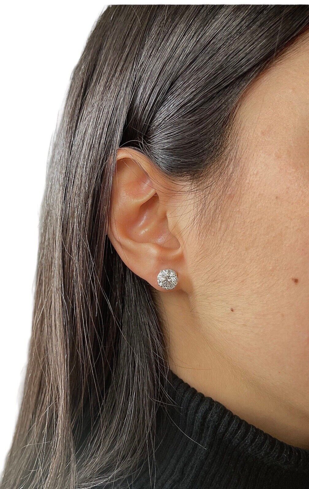 4 Ct Round Cut FL/D GRA Certified Moissanite Stud Earrings 14k White Gold 8mm Top Quality