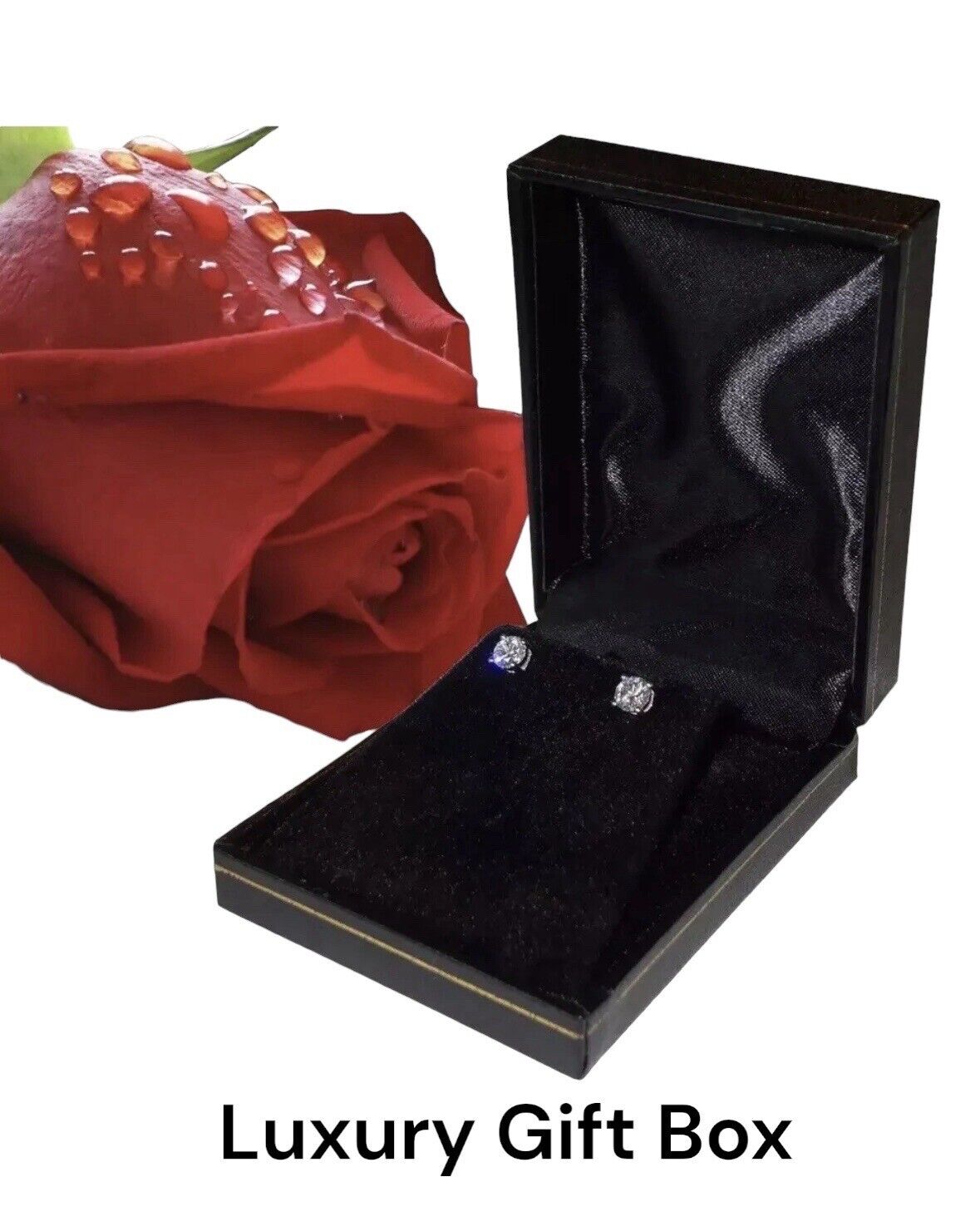 4.00 Ct Round Cut VVS1/D Lab Created Stud Earrings 14k White Gold Screw Back 8mm