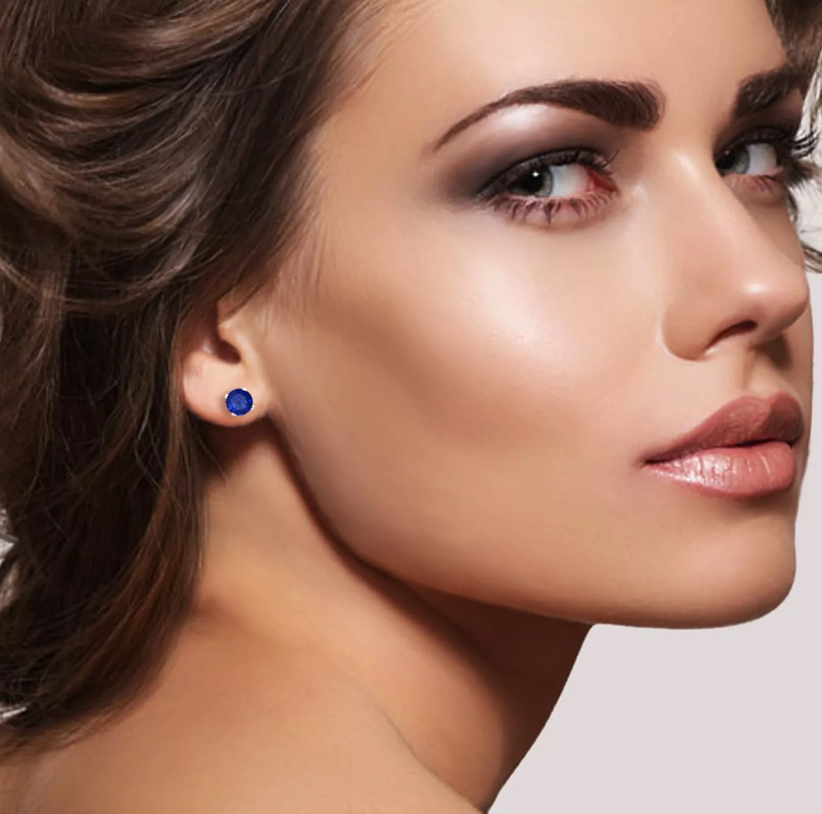 4.00 Ct Lab Created Blue Sapphire Basket Stud Earrings Push Back 14k White Gold 7mm