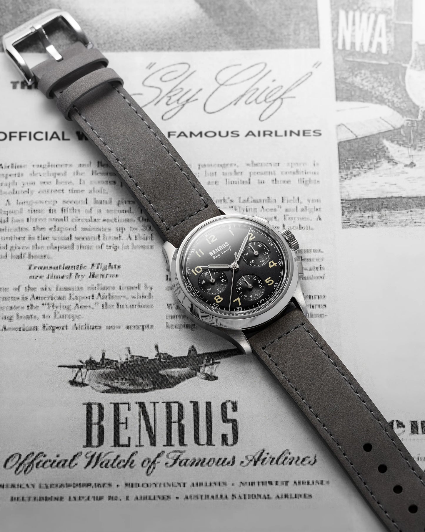 BENRUS Sky Chief ETA 2894 COSC Automatic Chronograph 36mm Sapphire Crystal