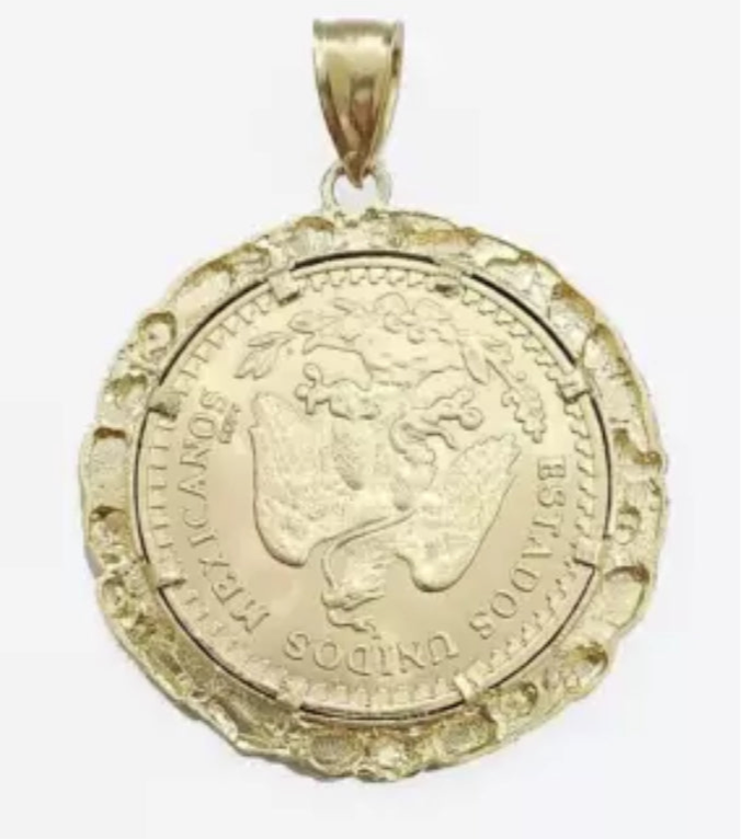 Centenario Coin & Frame 50 Pesos 1947 Mexico Mexican Solid Heavy 10k Yellow Gold Heavy Gold