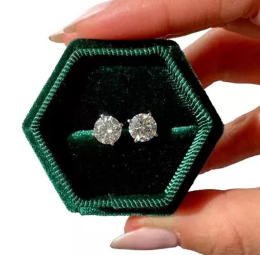 2.00 Ct Round Cut IGI Certified VS1/E Lab Grown Diamond Stud Earrings 14K White Gold 7mm Screw Back