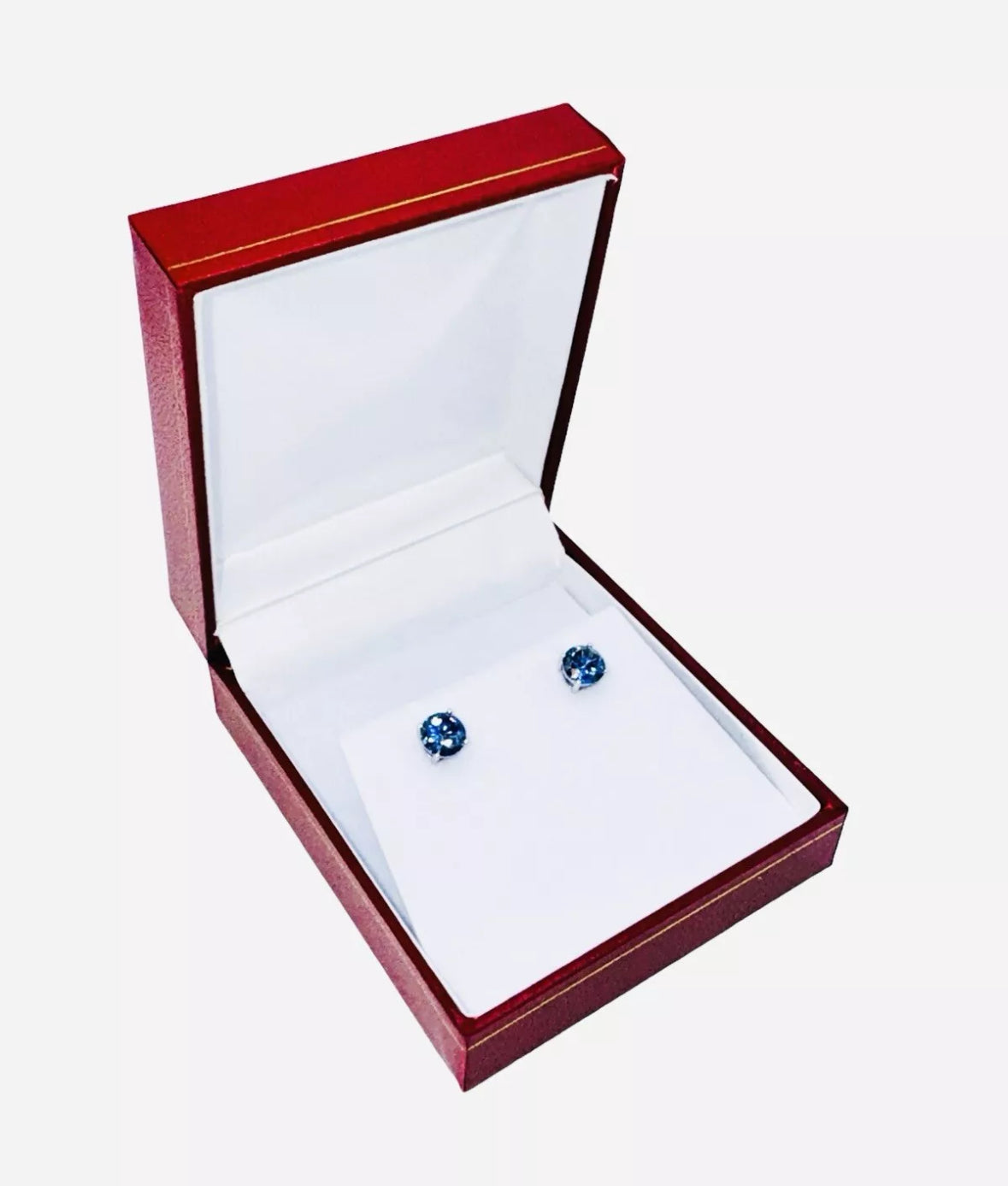 2.00 CT TANZANITE STUD EARRINGS 14K WHITE GOLD ROUND CUT BASKET PUSH BACK 7MM