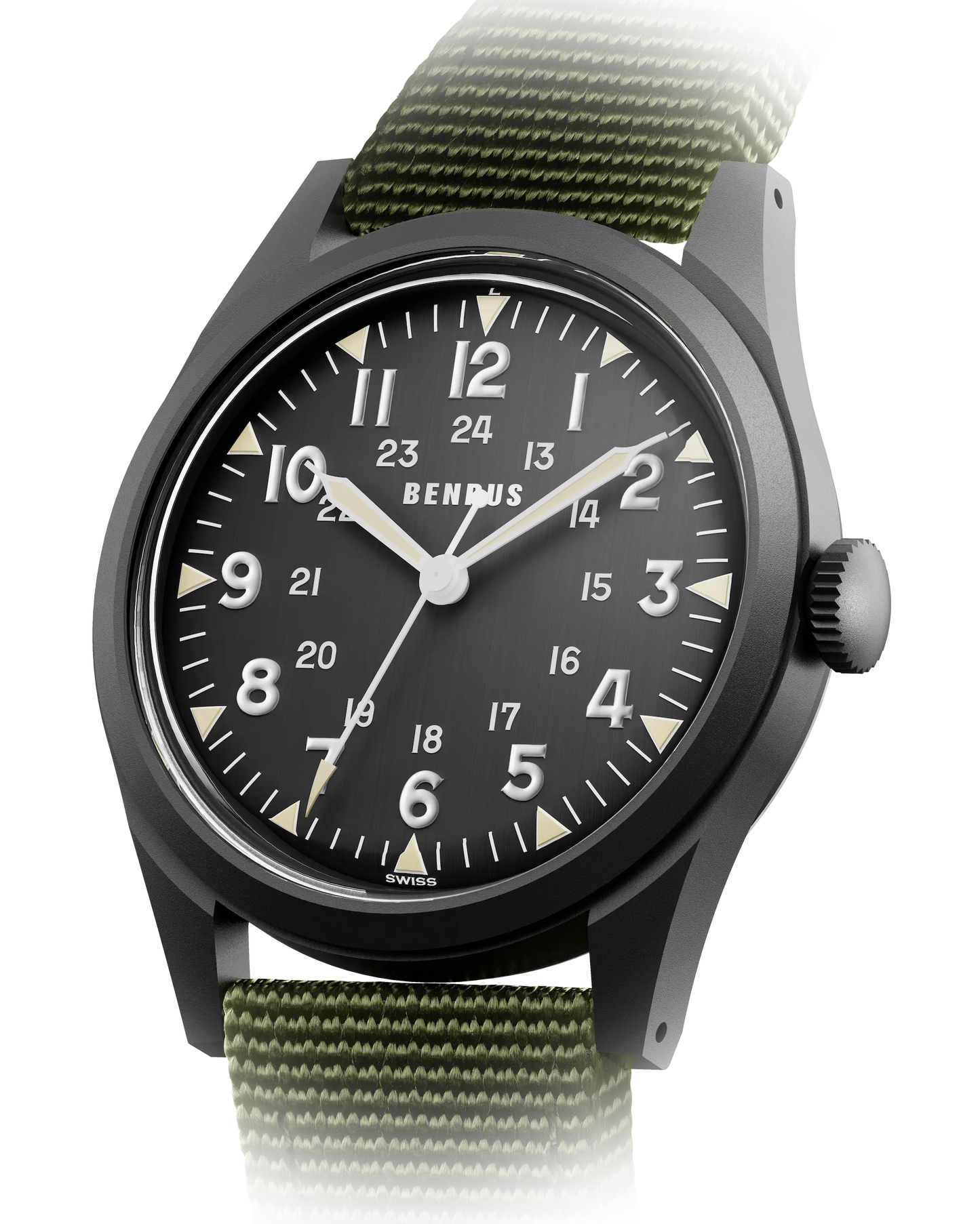BENRUS DTU Phantom 38mm Swiss Automatic ETA 2892 Black PVD Field Watch