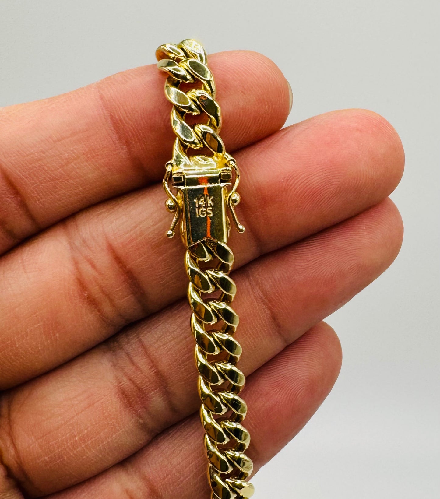 14k Yellow Gold 8mm Miami Cuban Link Chain Necklace 24” Inc Box Lock Top Quality