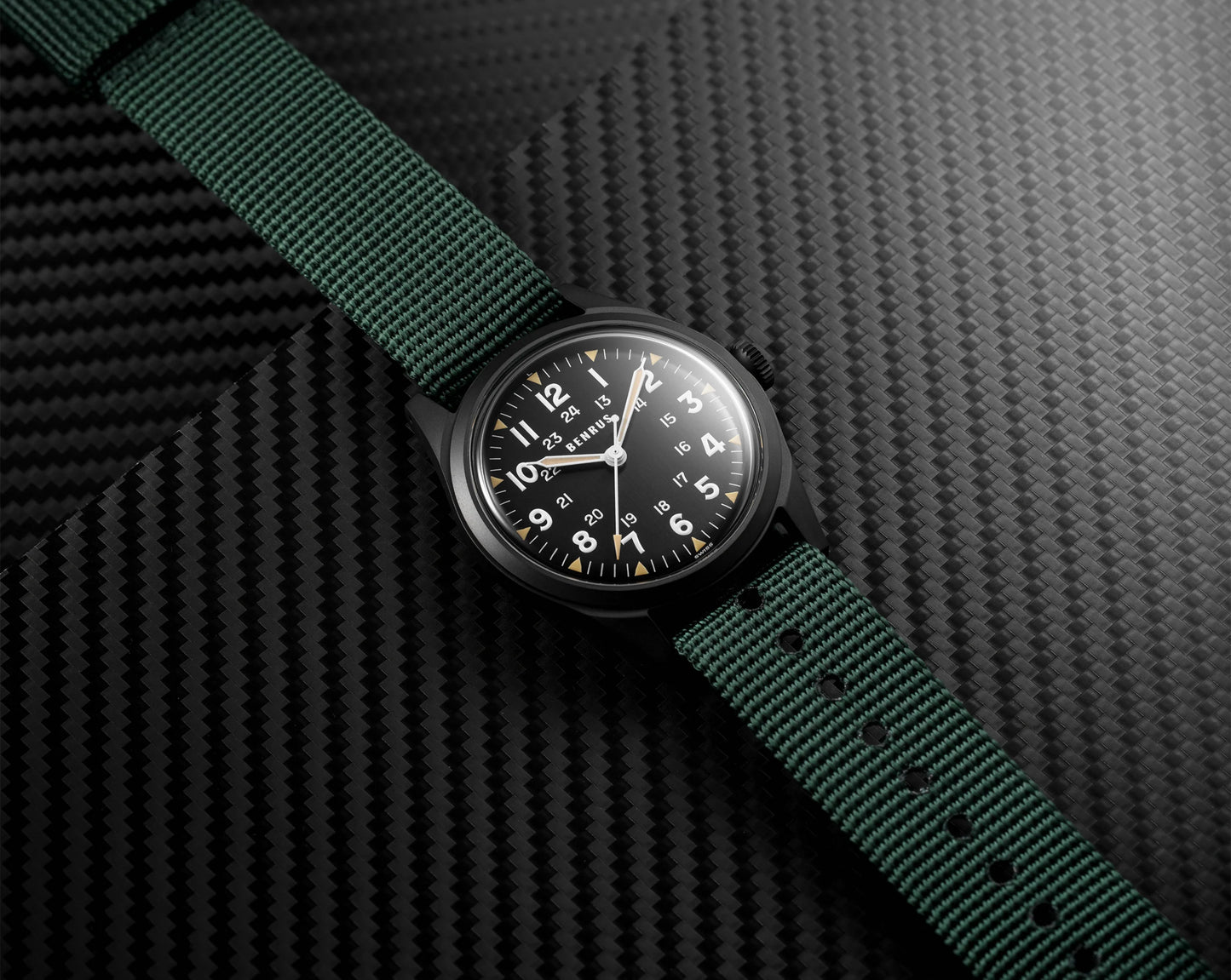 BENRUS DTU Phantom 38mm Swiss Automatic ETA 2892 Black PVD Field Watch