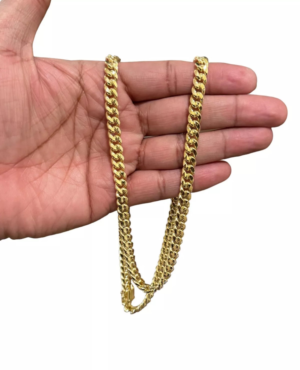 14k Yellow Gold 8mm Miami Cuban Link Chain Necklace 24” Inc Box Lock Top Quality