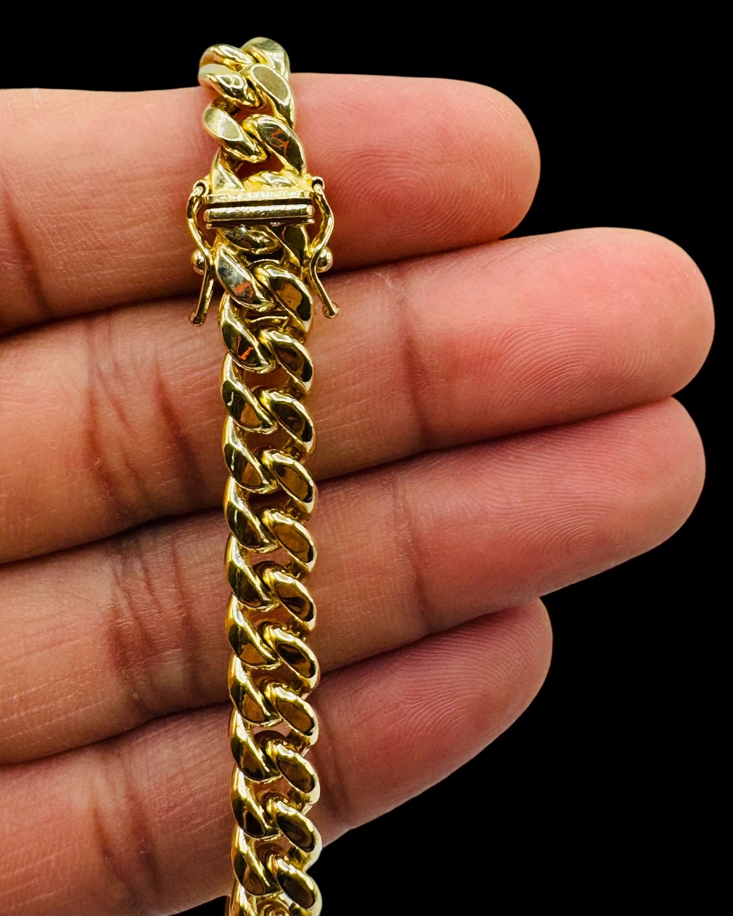 14k Yellow Gold 8mm Miami Cuban Link Chain Necklace 24” Inc Box Lock Top Quality