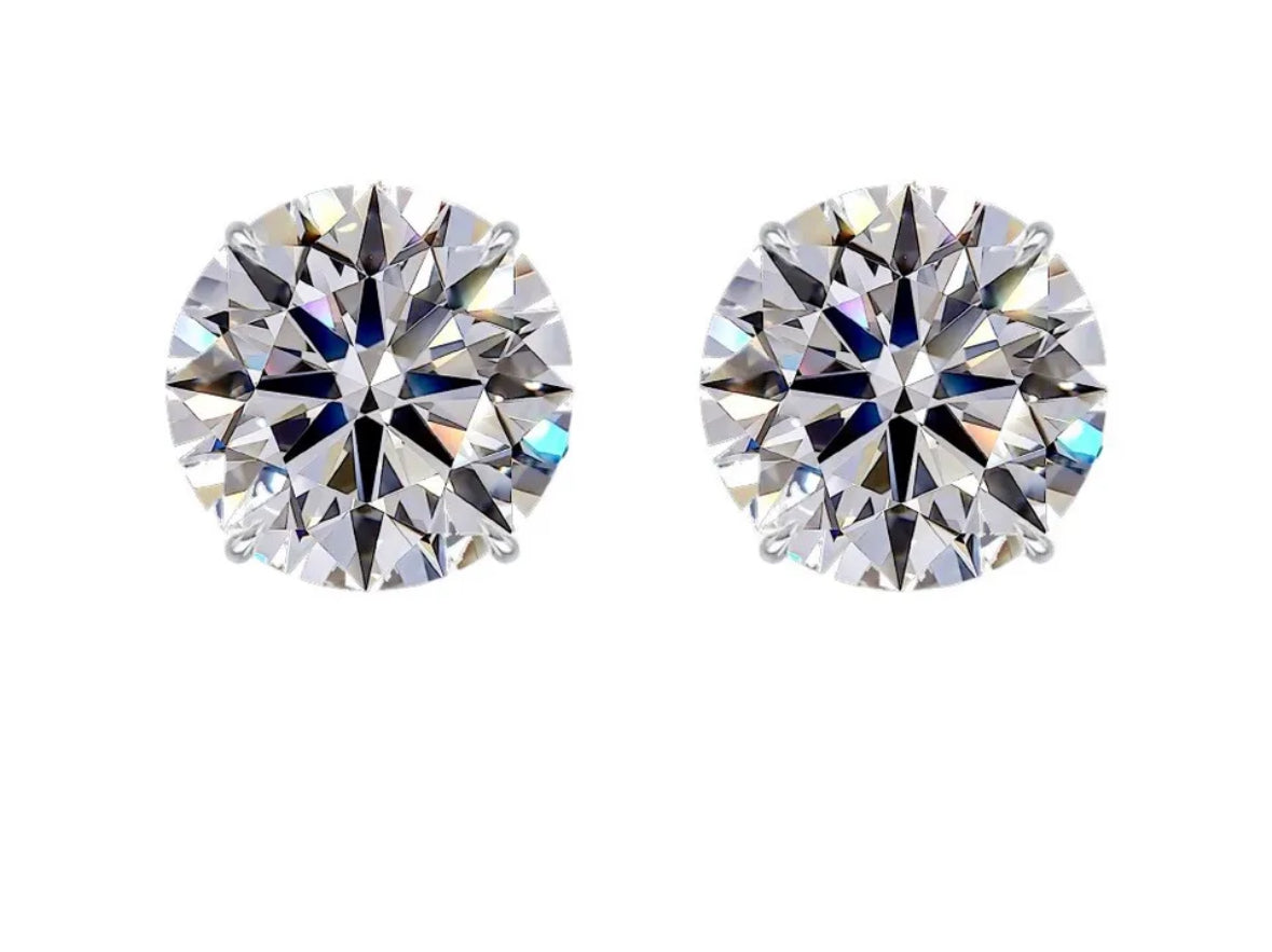 2.00 Ct Round Cut IGI Certified VS1/E Lab Grown Diamond Stud Earrings 14K White Gold 7mm Screw Back