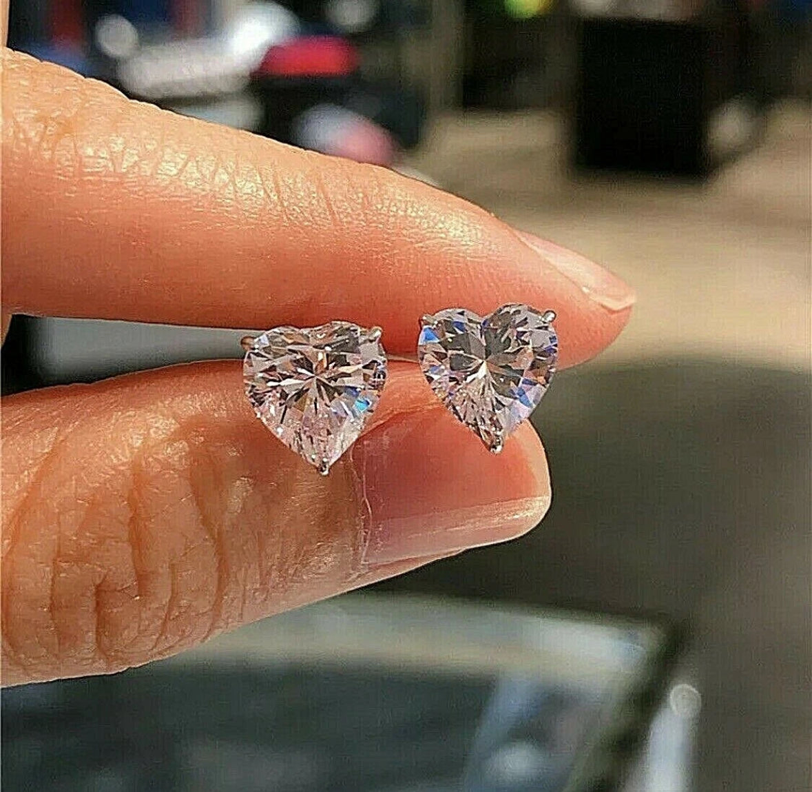 2.50 Ct Heart Shape FL/D Lab Created Solitaire Stud Earrings 14K White Gold 7mm