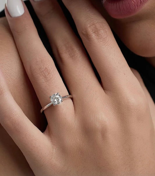 1.00 Ct VVS1/D Round Cut Certified Moissanite Solitaire Ring 14K White Gold Size 7