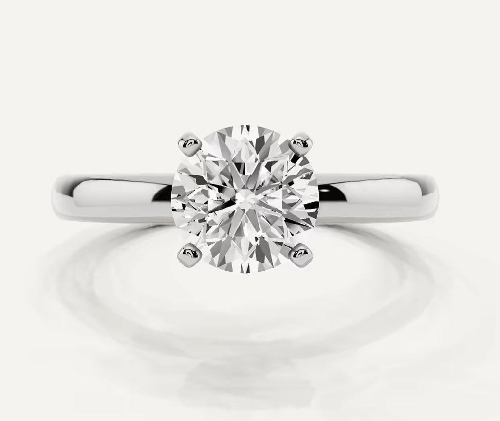 1.00 Ct VVS1/D Round Cut Certified Moissanite Solitaire Ring 14K White Gold Size 7
