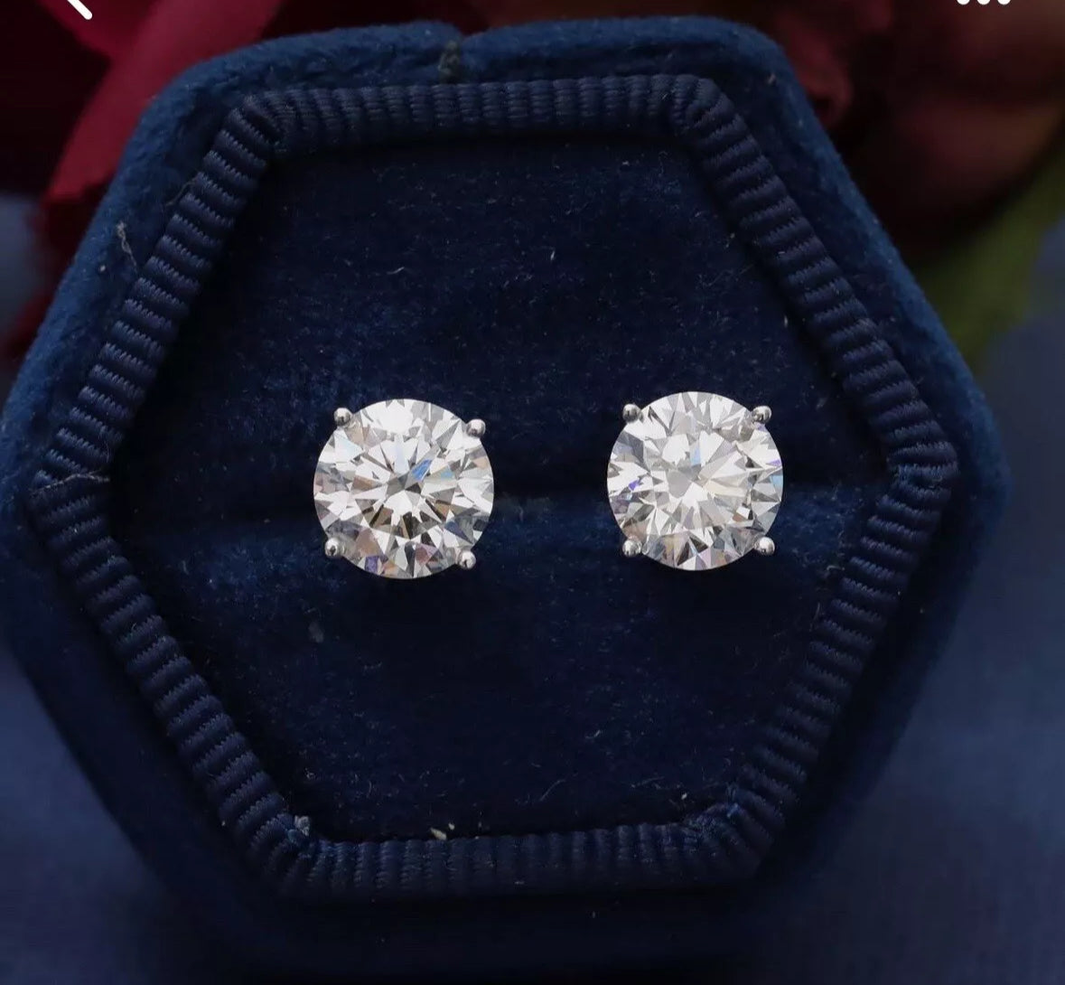 4.00 Carat Round Cut VVS1/EF Certified Lab Grown Diamond Studs 14K White Gold 8mm Screw Backs