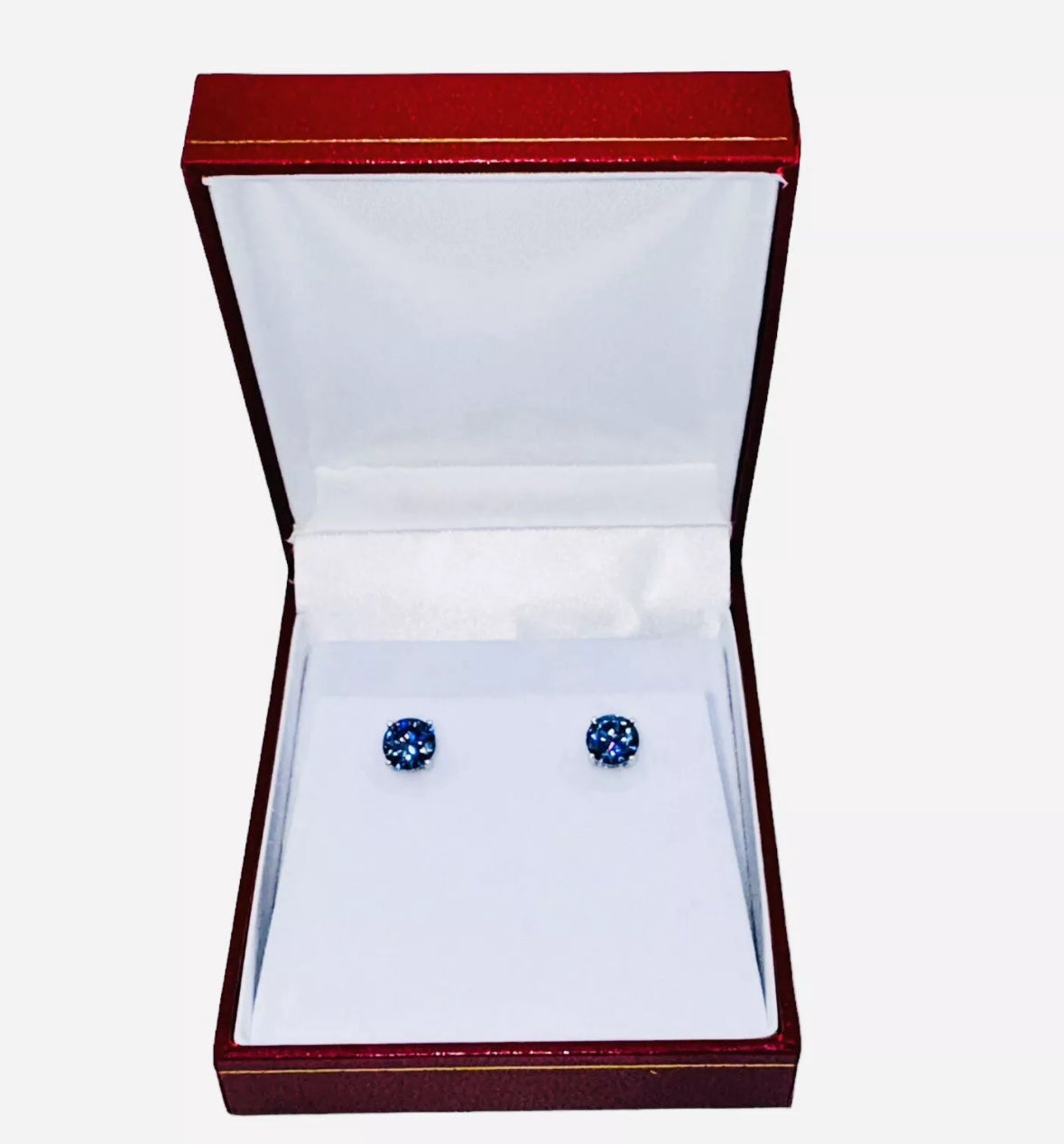 2.00 CT TANZANITE STUD EARRINGS 14K WHITE GOLD ROUND CUT BASKET PUSH BACK 7MM